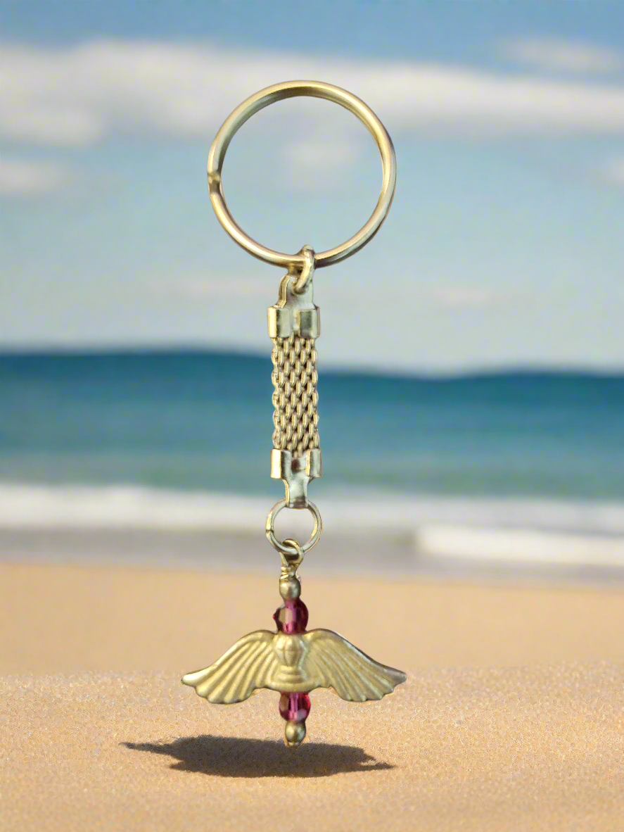 Handmade Keychain with Wings Charm