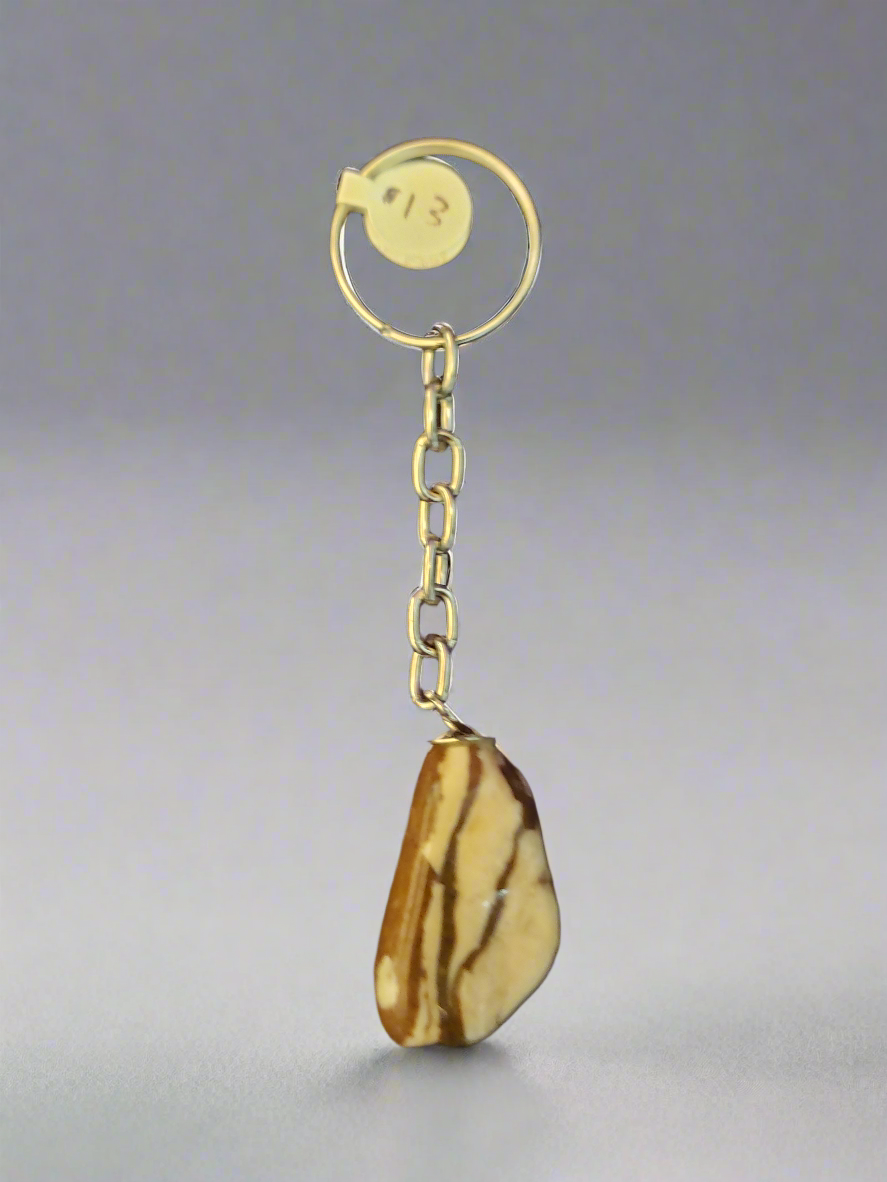 Brown & White Agate Keychain