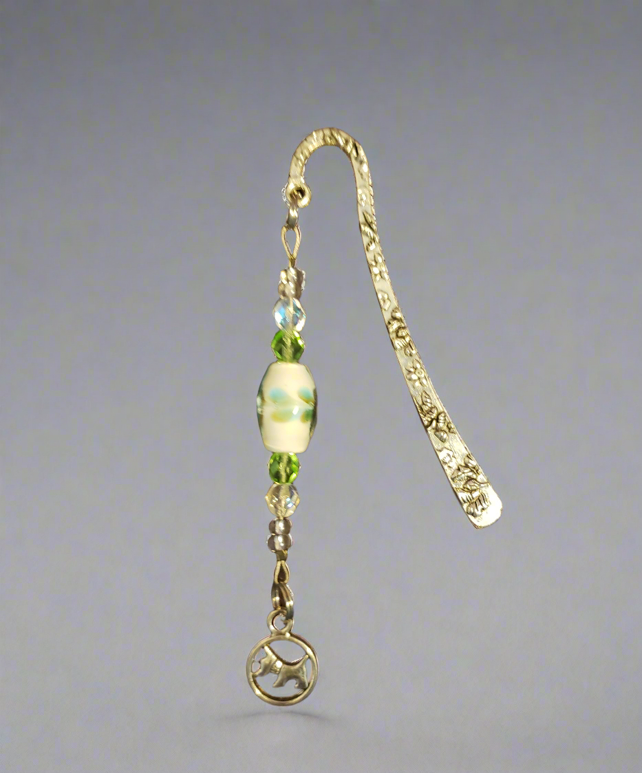 Handmade Green Bookmark with Pet Terrier