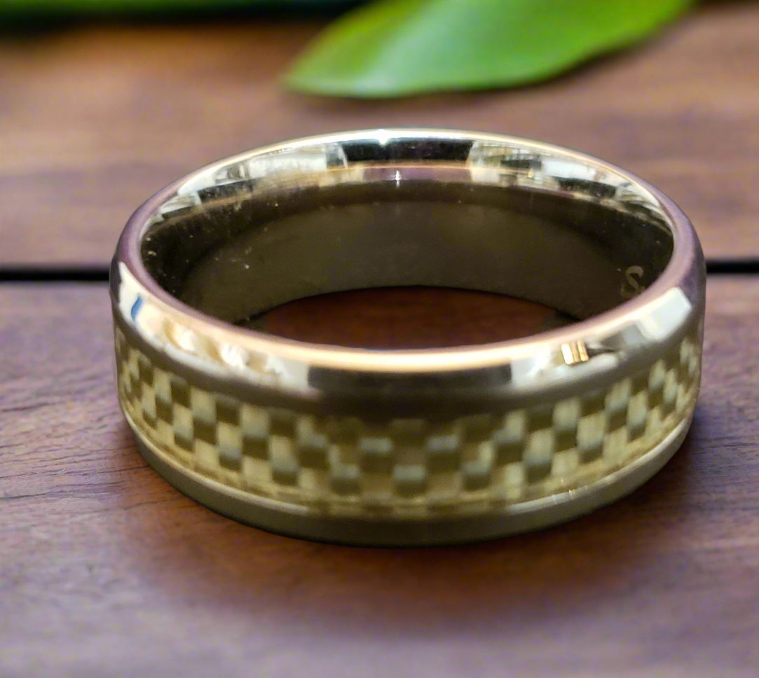 Ladies Steel Fibre Optic Ring