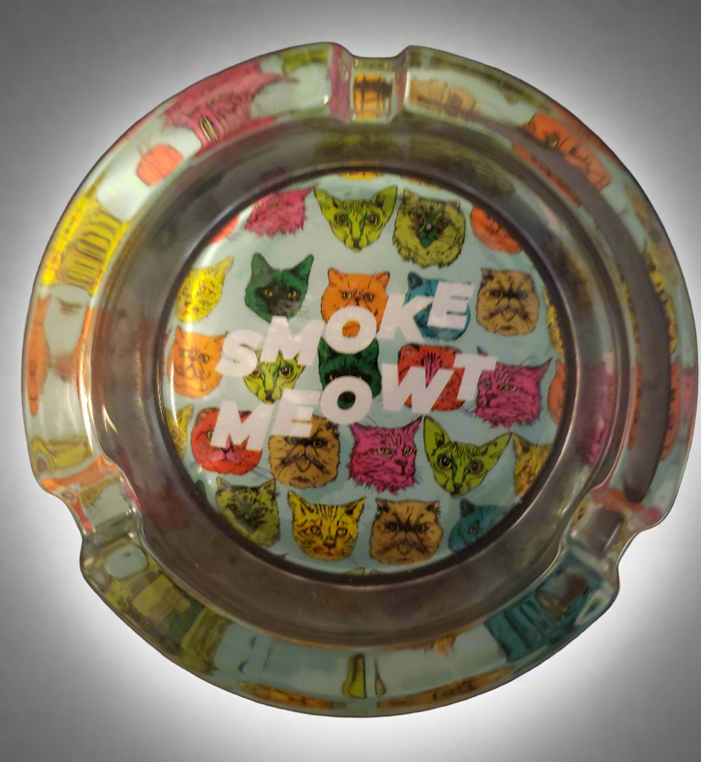 Glass Smoke Meowt Multi-Cat Ashtray
