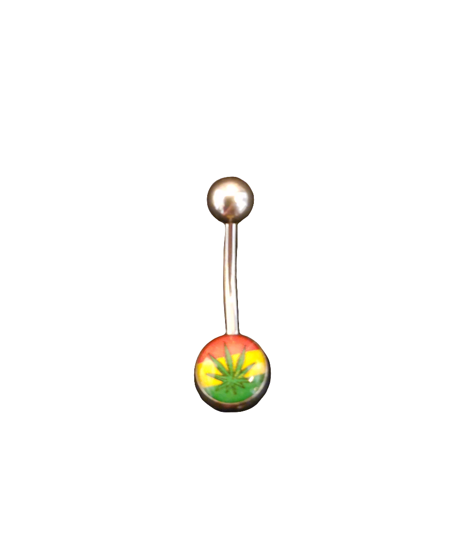 Stainless Steel Rasta Leaf Belly Piercing