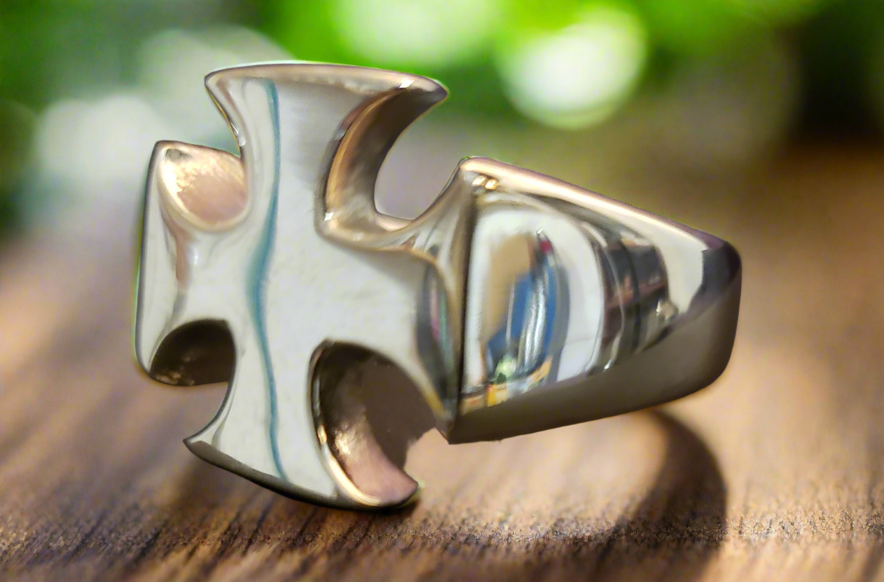 Men's Steel Maltese Cross Ring