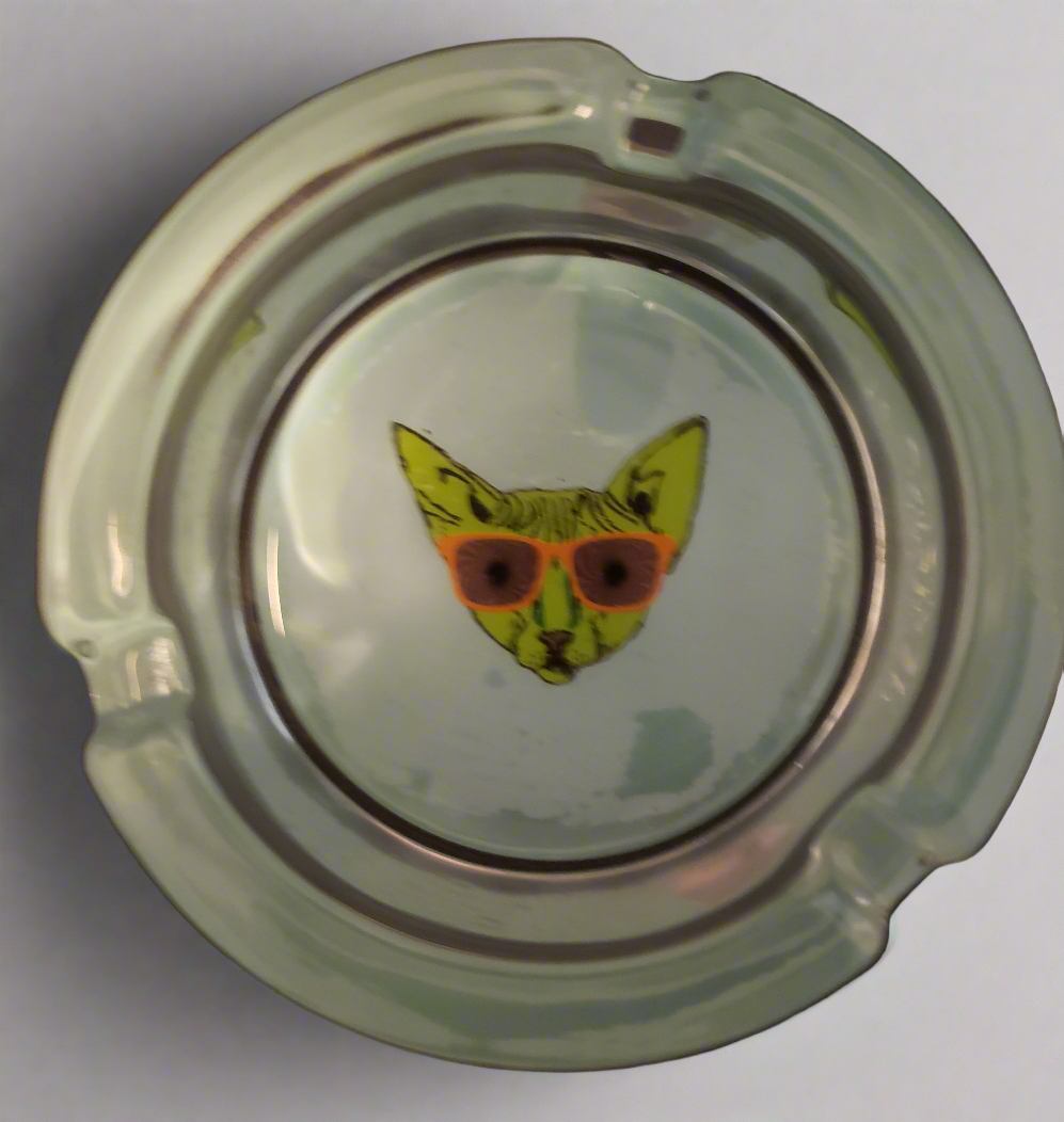Cool Cat Glass Ashtray