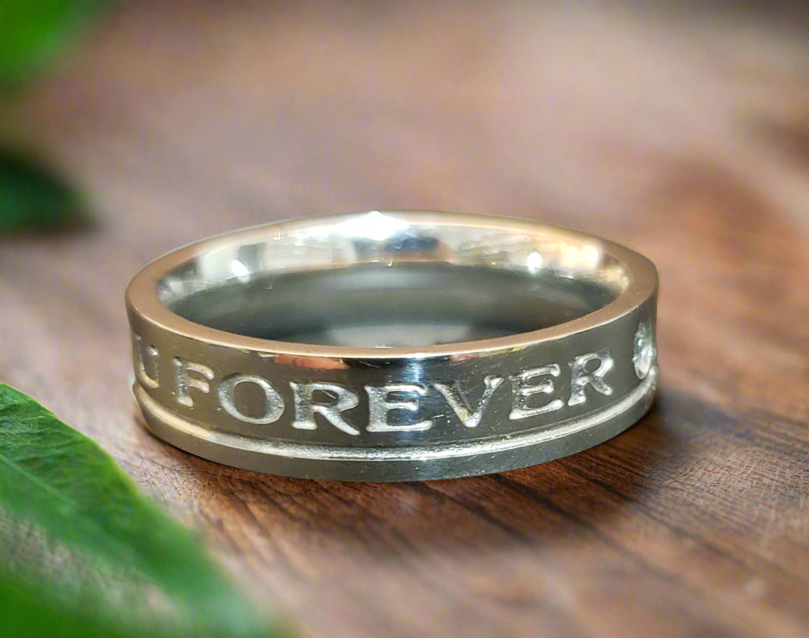 Ladies/Men's "I Love You Forever" Steel Ring