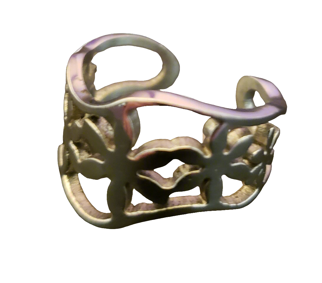 Decorative Steel Floral Cuff Ring
