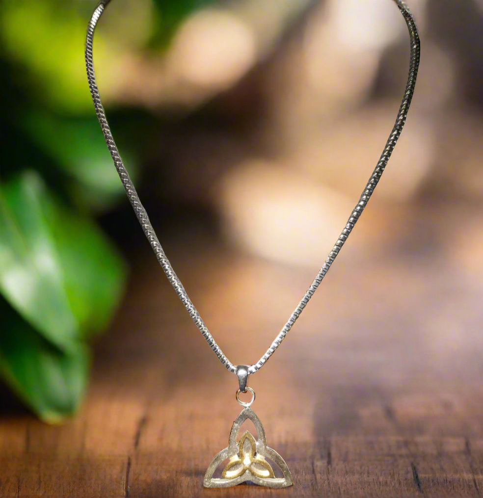 Stainless Steel Chain with Gold Plated Tri-Quetra Pendant