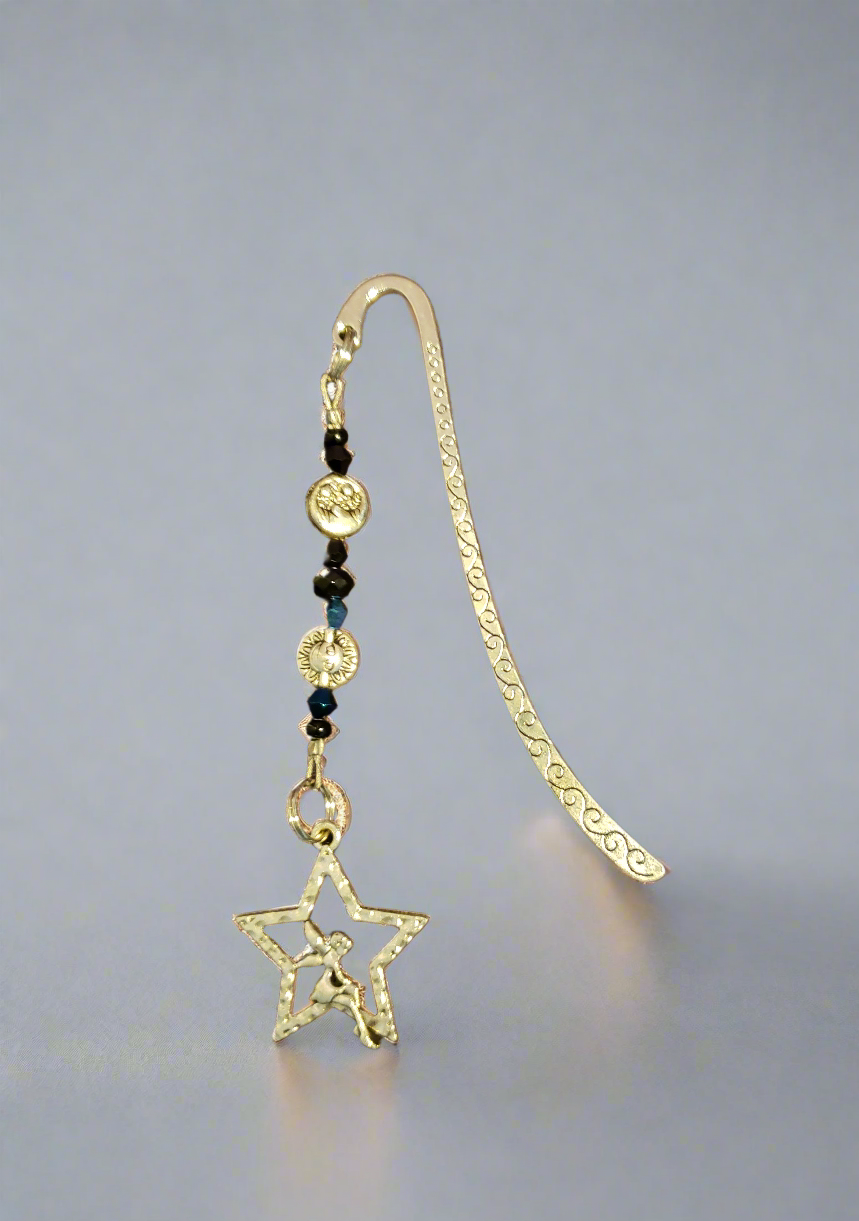 Handmade Black Bookmark with Star & Fairy