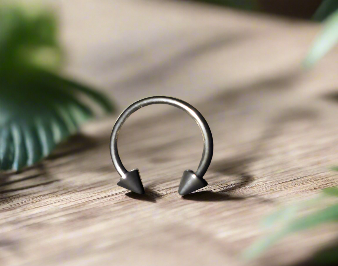 Stainless Steel 16 gauge, 10mm Horseshoe Ring with 2mm Spikes