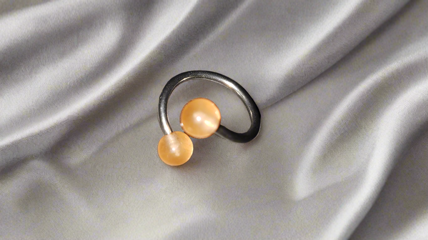 Curly Lip Piercing 12mm, 16 Gauge with 3mm Orange Acrylic Glow Ball