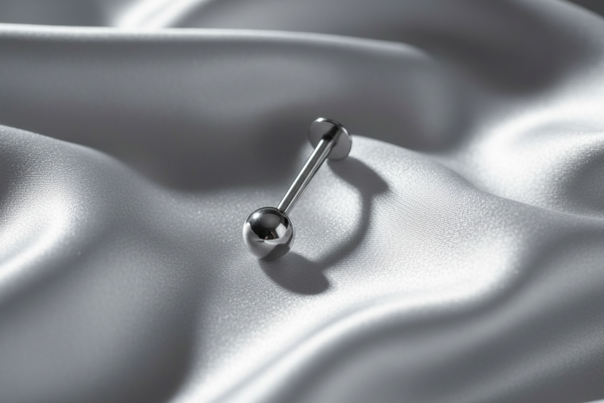 Stainless Steel Ball Labret Lip Ring in 316l stainless steel.