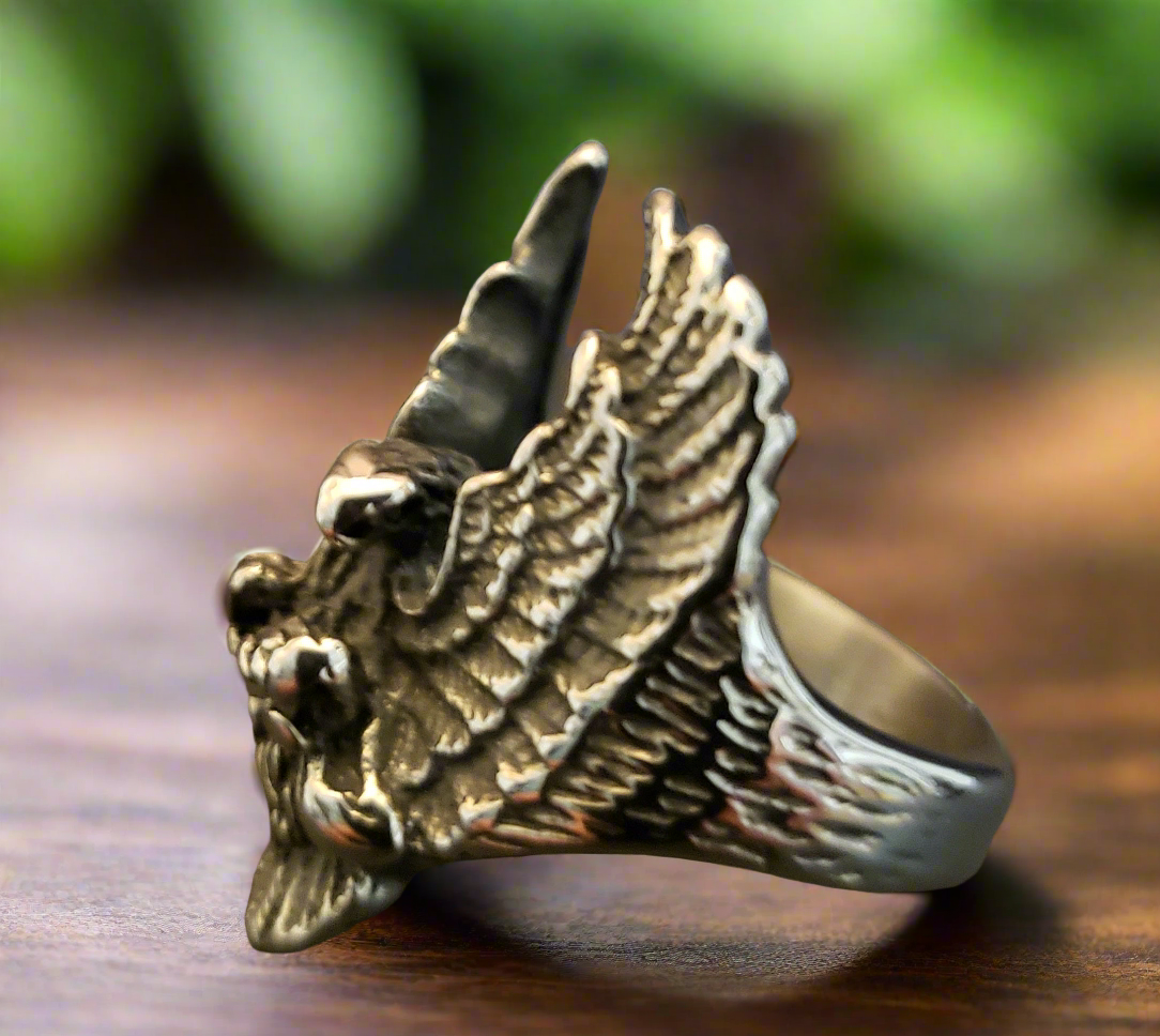 Men's Steel Eagle In Flight Ring