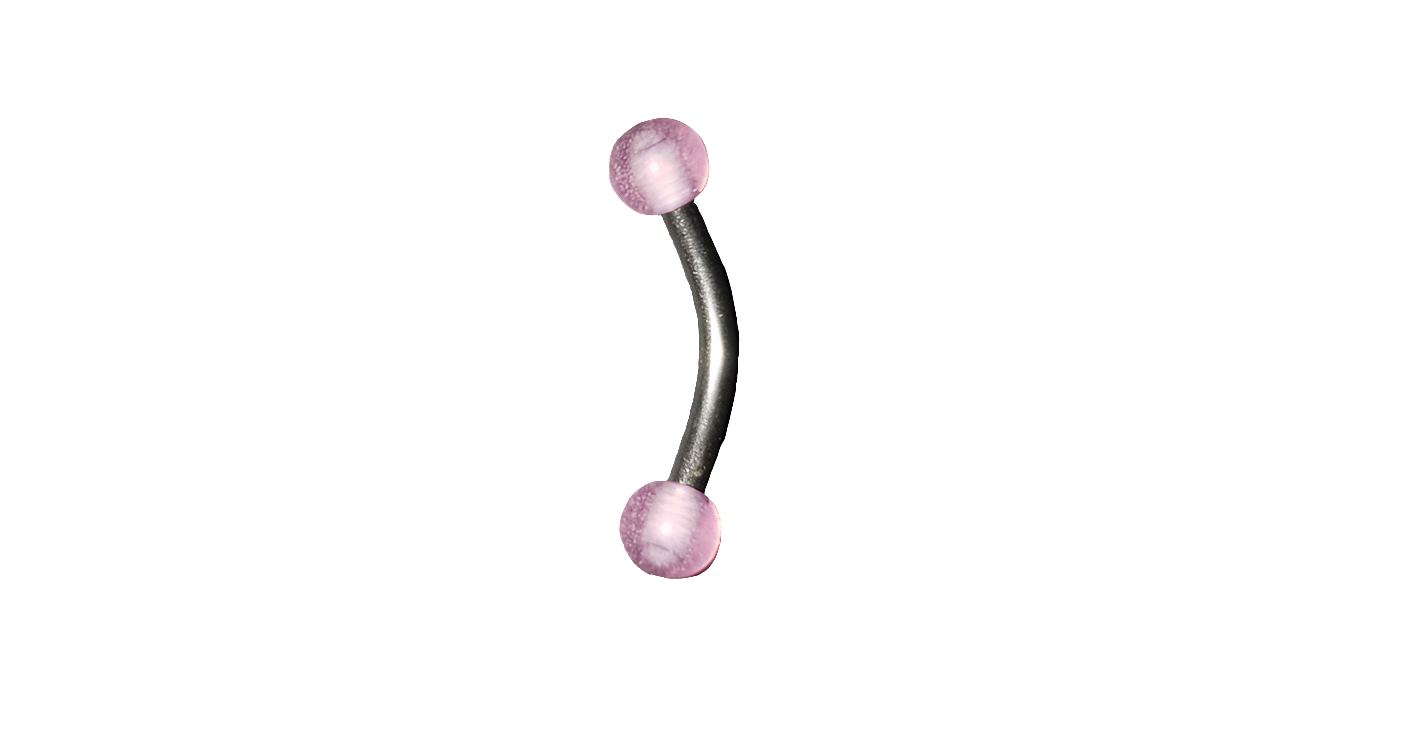 Steel Eye Brow Piercing with Purple Glow Acrylic Ball Ends