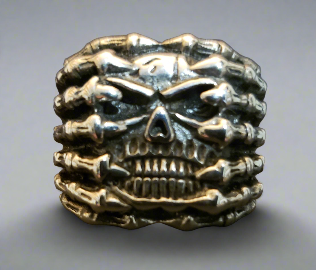 Men's Steel 7 Clawed Skull Ring