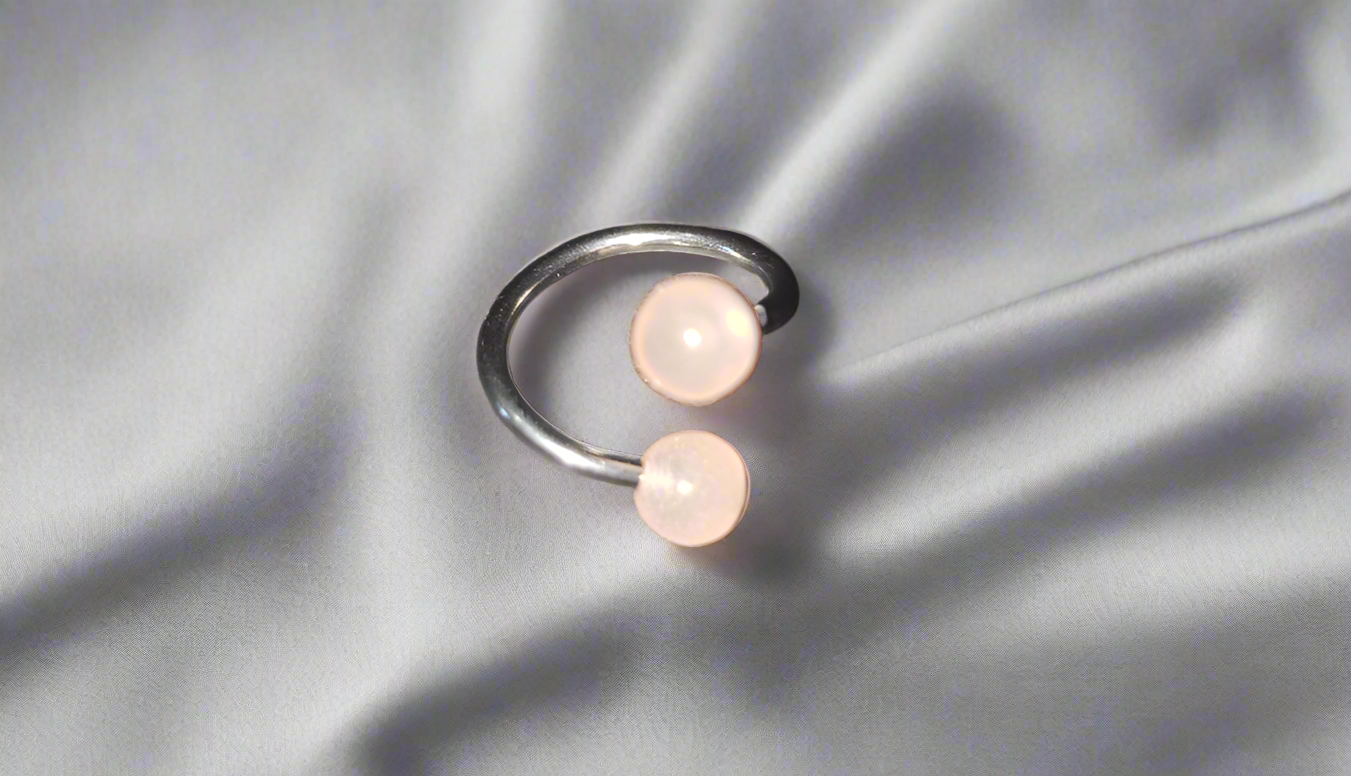 Curly Lip Piercing, 12mm, 16 gauge with 3mm Acrylic Peach Glow Balls