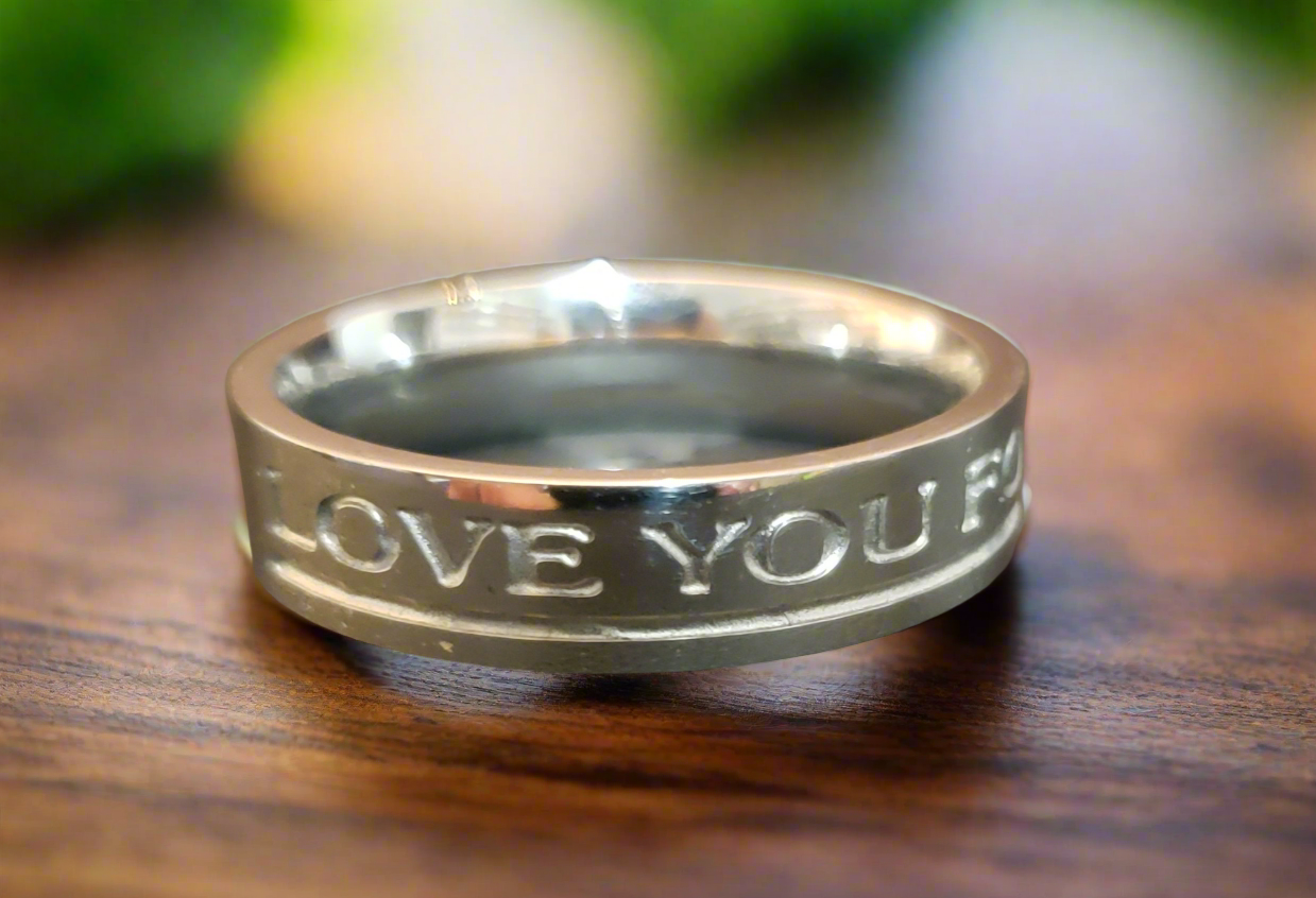 Ladies/Men's "I Love You Forever" Steel Ring