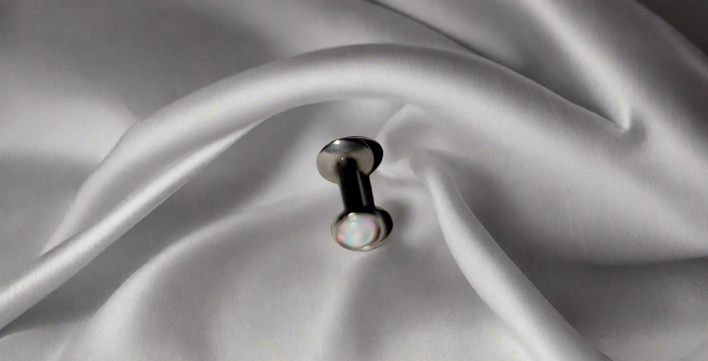Stainless Steel Labret/Monroe or Tragus Piercing with Internally Threaded White Opal