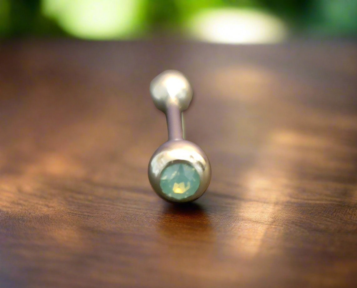 Stainless Steel 316L Aqua Opal Tongue Piercing