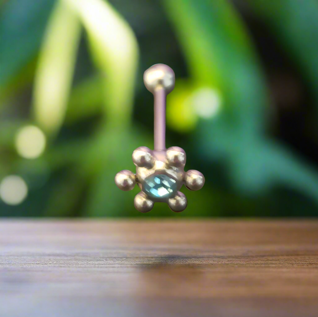Stainless Steel 316L Aqua Crystal Tongue Piercing