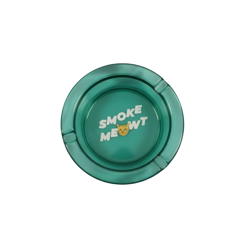 Fun Aqua Kitty Face 3 Inch Glass Ashtray