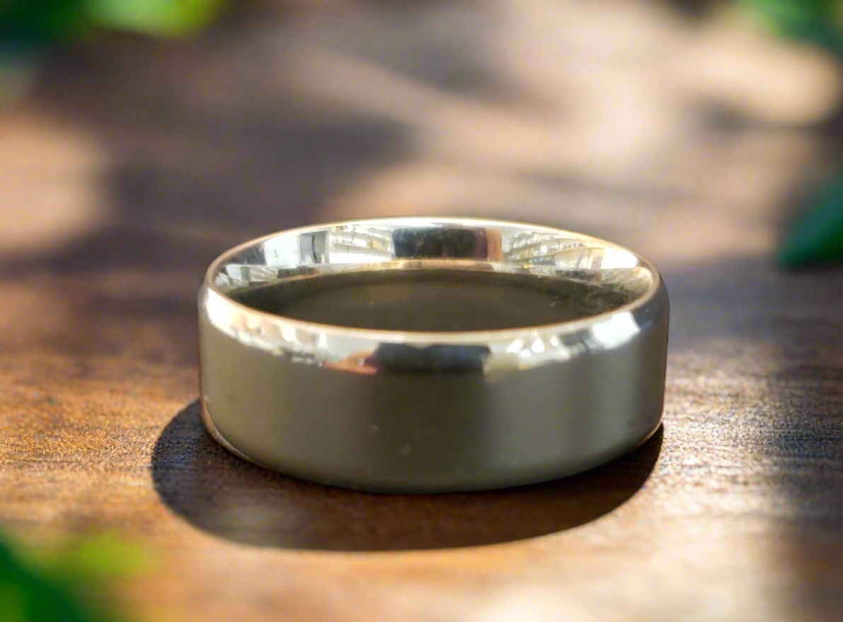 Ladies/Men's Flat Simple Steel Wedding Band Ring