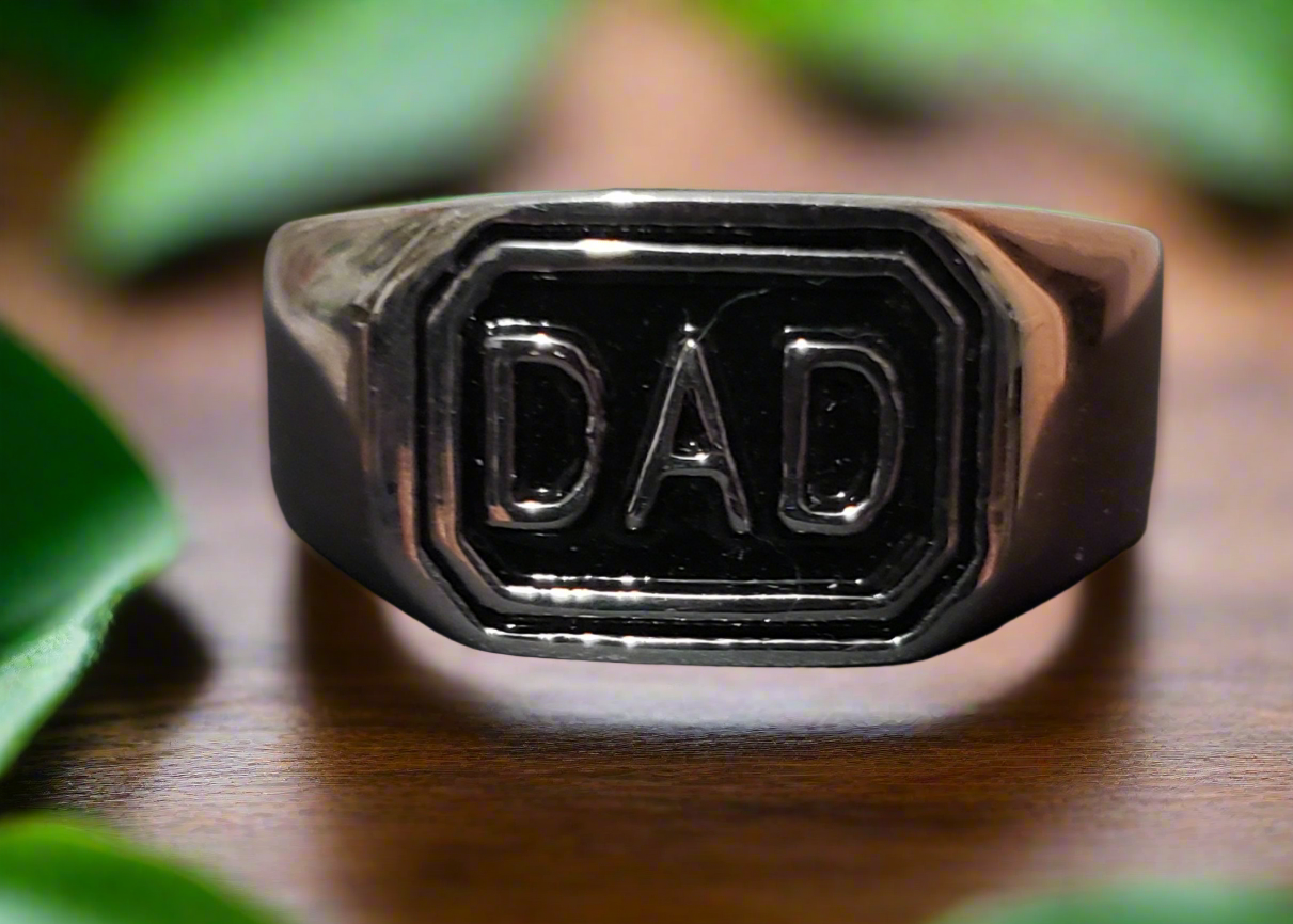 Steel "Dad" Ring Framed with Black