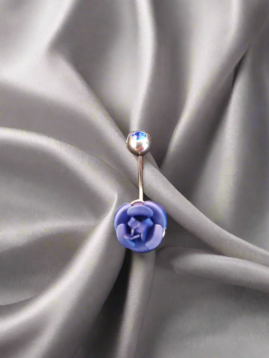 Stainless Steel Blue Rose Belly Piercing
