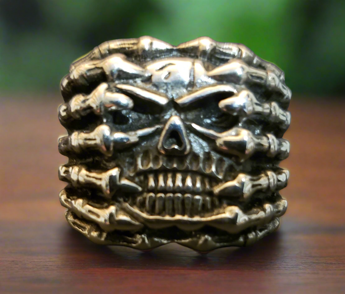 Men's Steel 7 Clawed Skull Ring