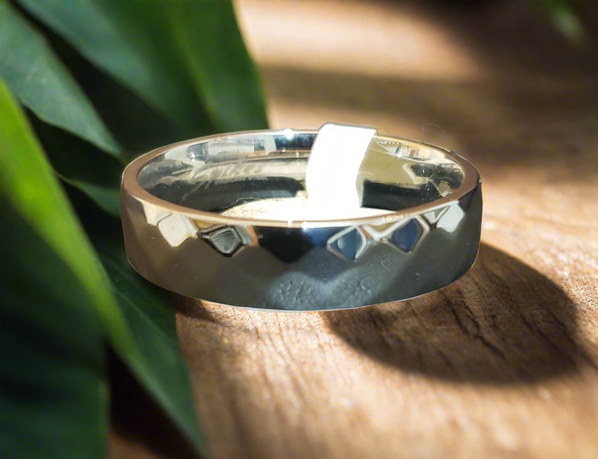 Ladies/Men's Steel Faceted Decorative Band Ring