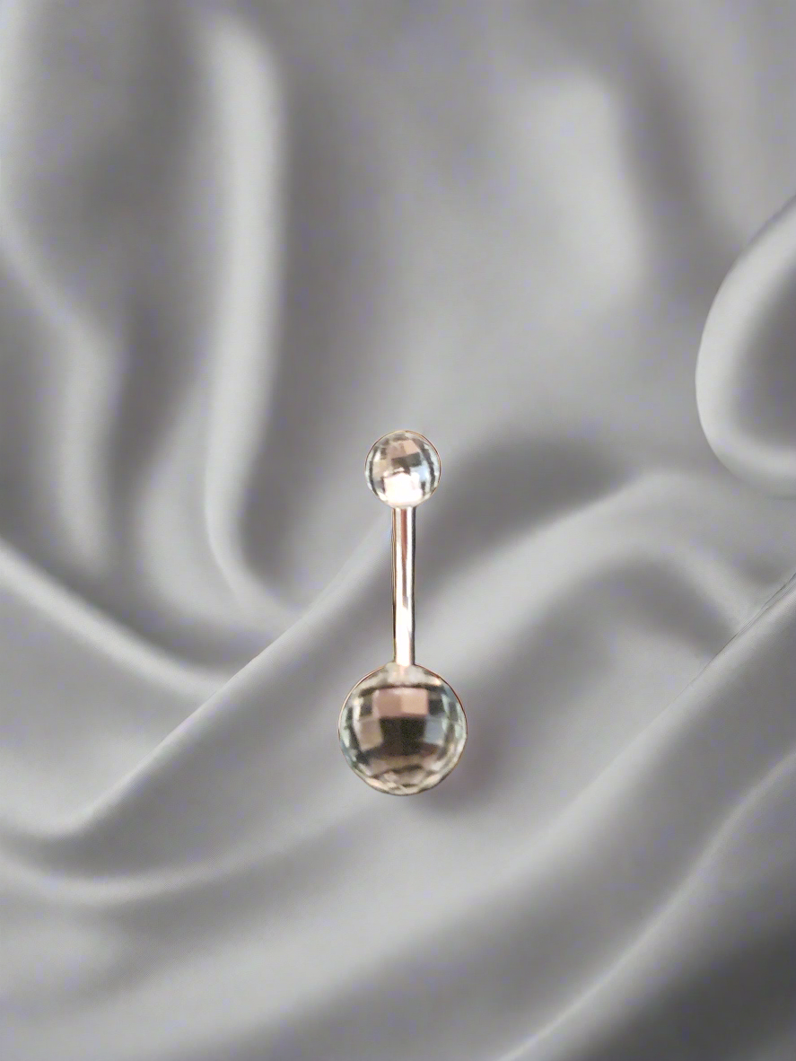 Stainless Steel Clear Acrylic Disco Ball Belly Piercing