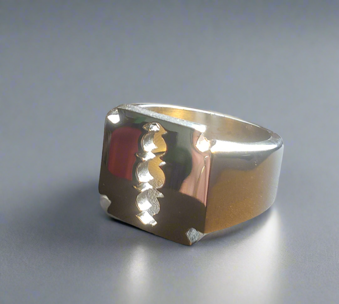 Men's Steel Razor Blade Ring