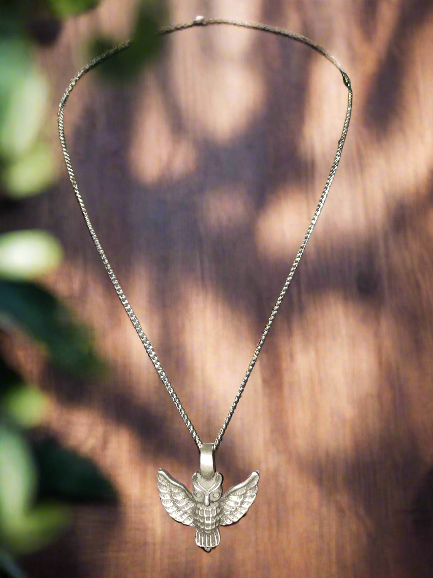 Stainless Steel Chain with Flying Owl Pendant