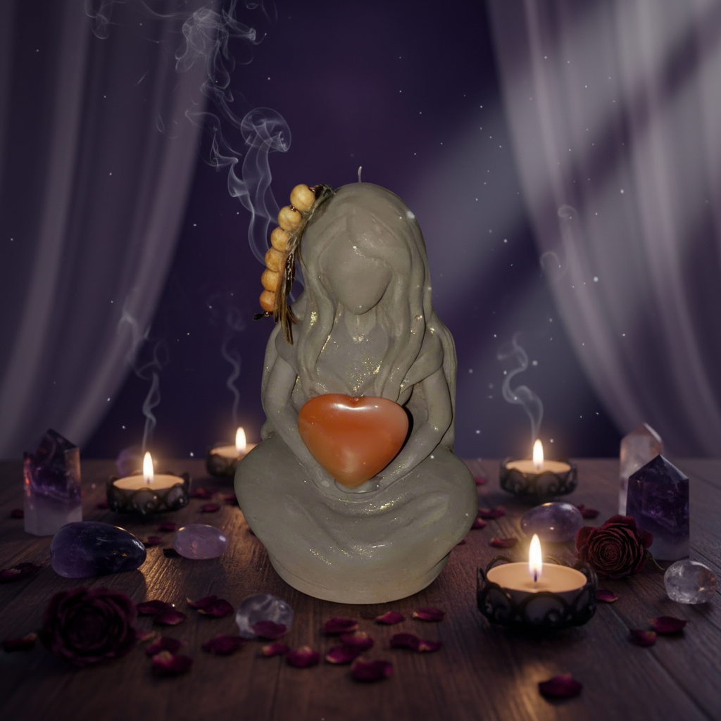 Ancient Goddess Anne Terra Cotta Mini Figurine - Altar & Sacred Space in a mystic setting.