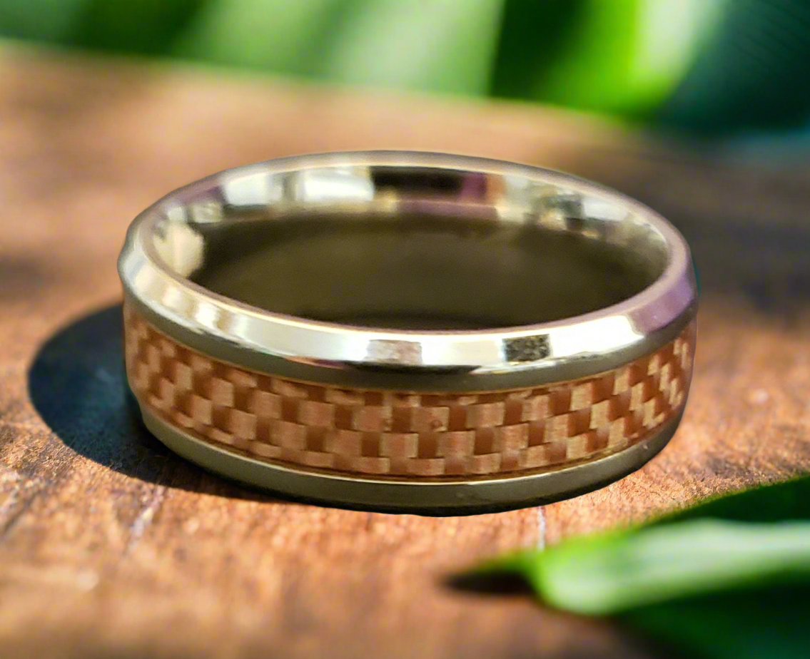 Pink Fibre Optic Steel Band Ring