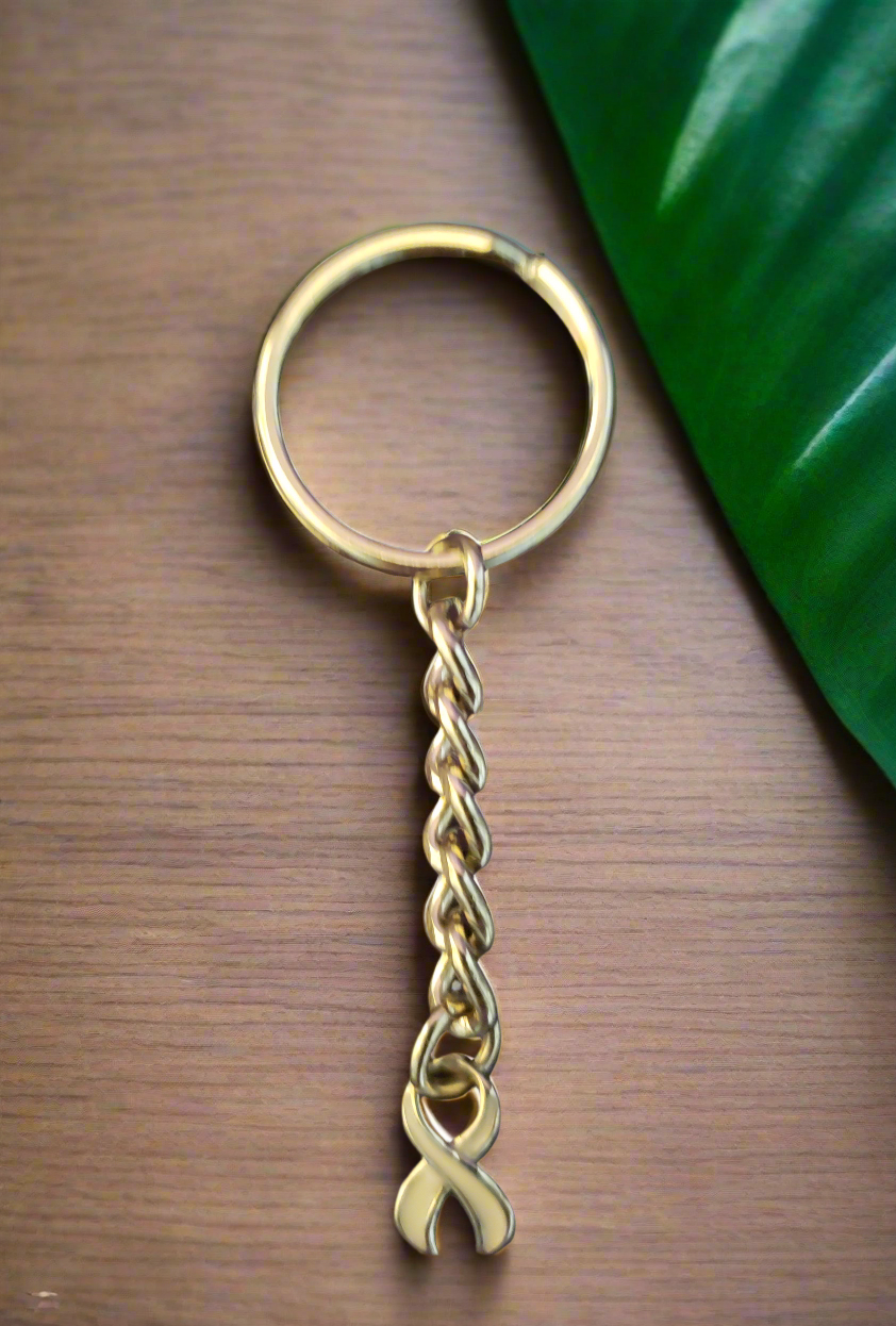 Handmade Keychain with Pink Ribbon Charm