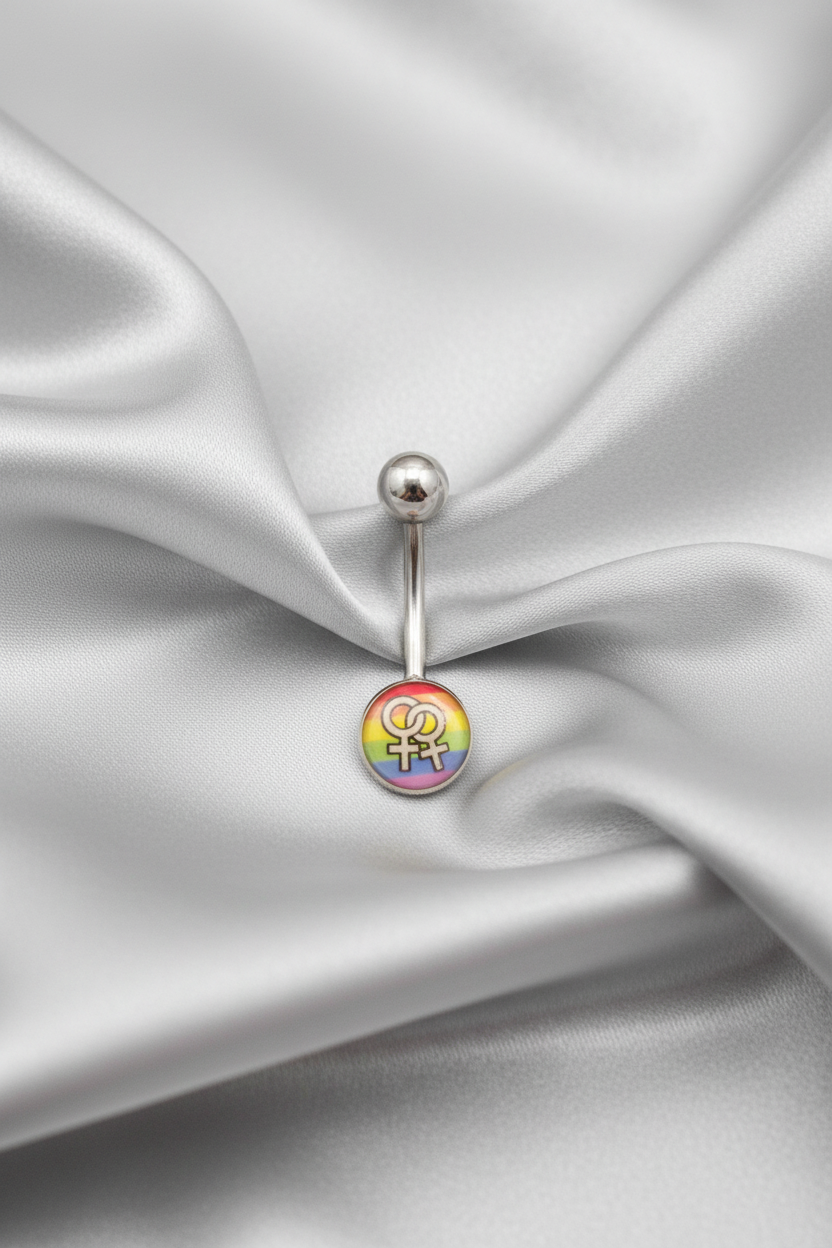 Rainbow Venus belly button ring in 316l stainless steel