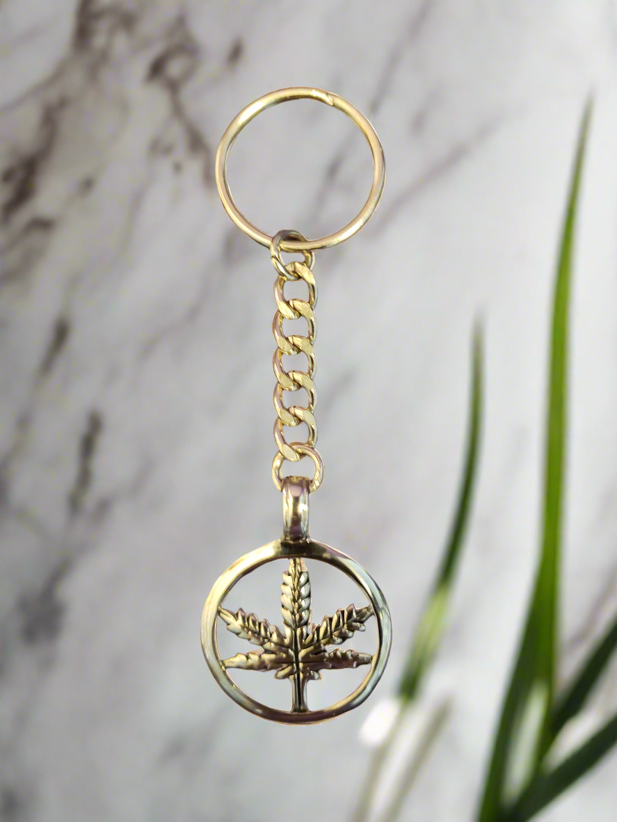 Handmade Keychain with Leaf Charm