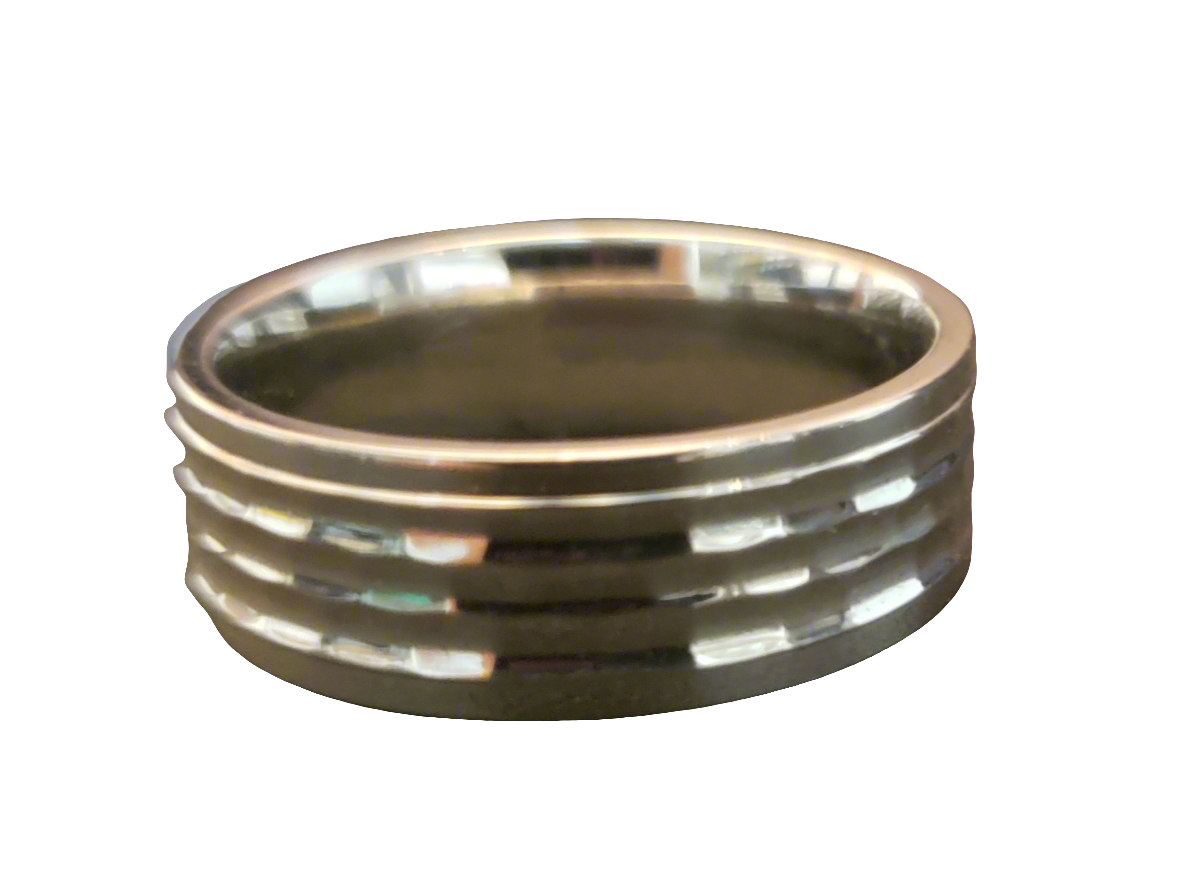 Ladies/Men's Shiny Etched Steel Ring