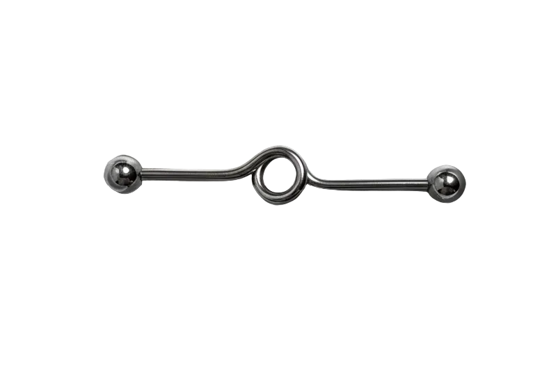 Industrial Ear Barbell with Loop in 316l stainless steel horizontal