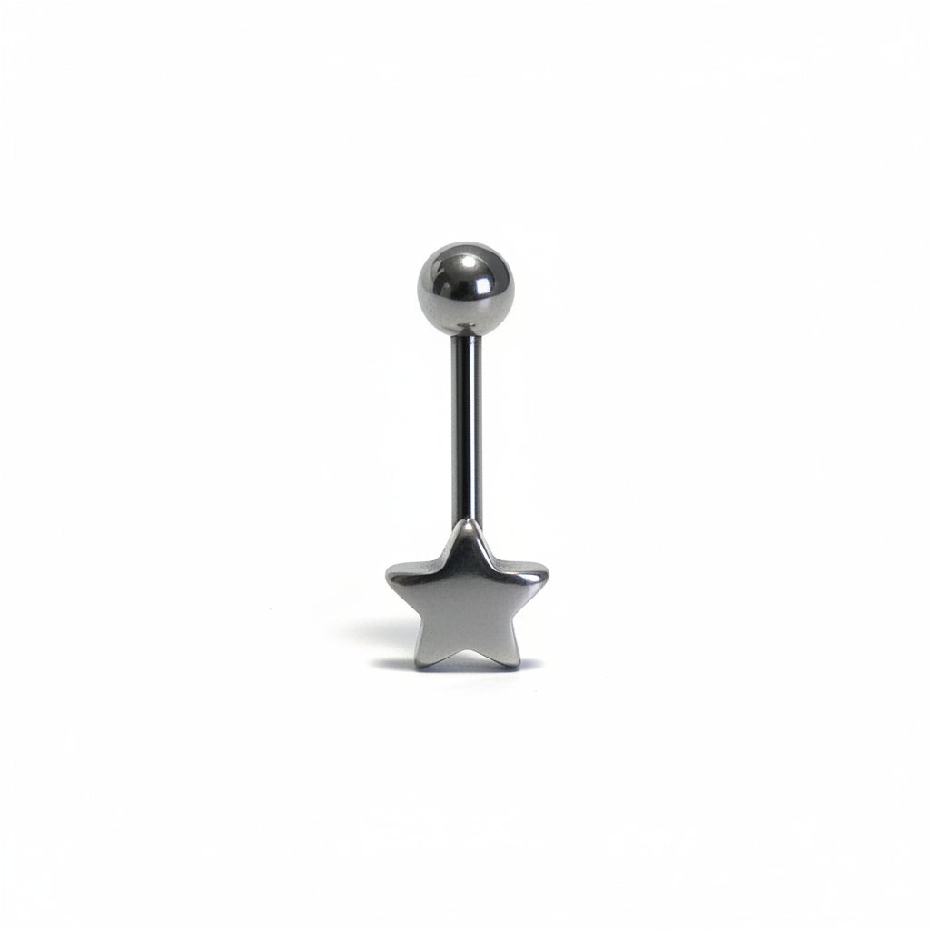 Star tongue barbell in 316l stainless steel