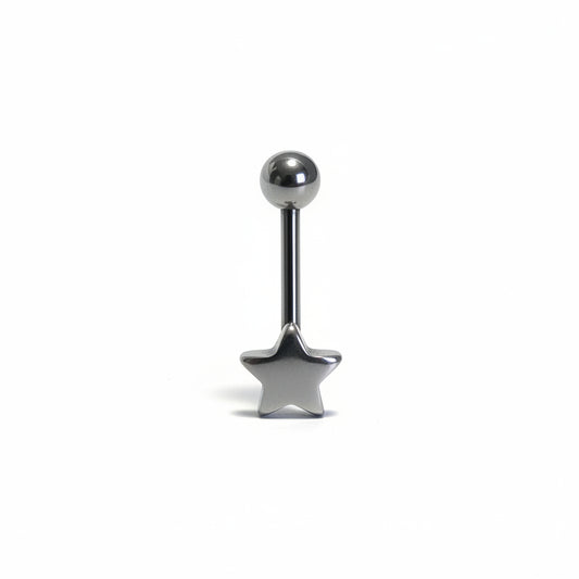 Star tongue barbell in 316l stainless steel