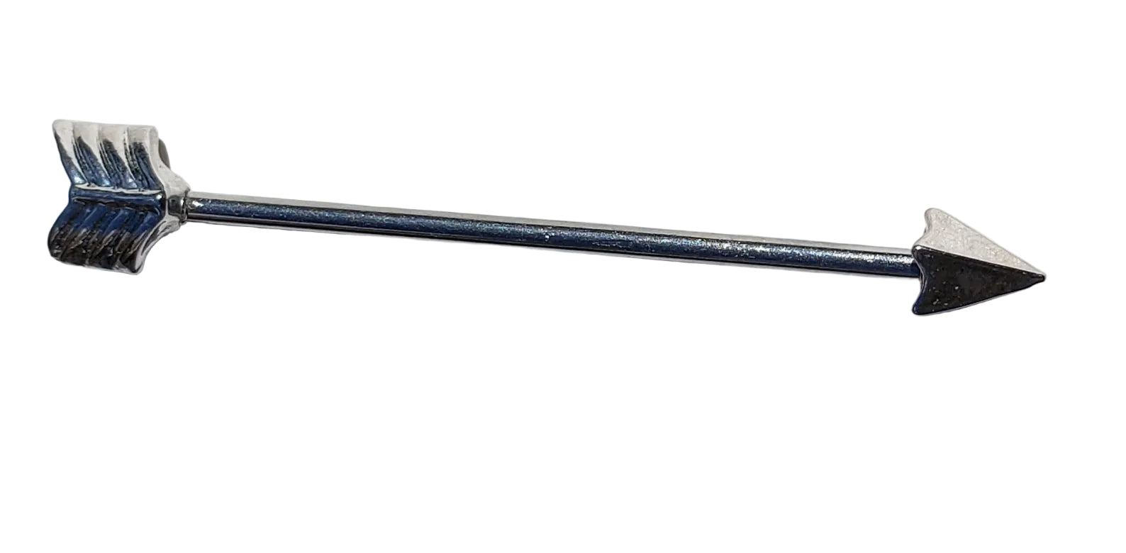 Arrowhead Industrial Ear Barbell in 316l stainless steel close up detail