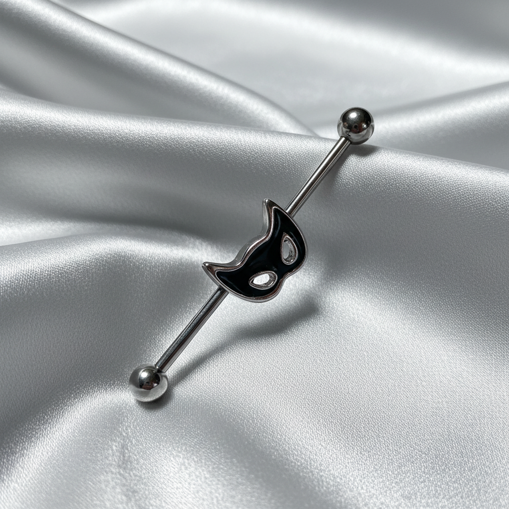 Cat Burglar Industrial Ear Barbell in 316l stainless steel