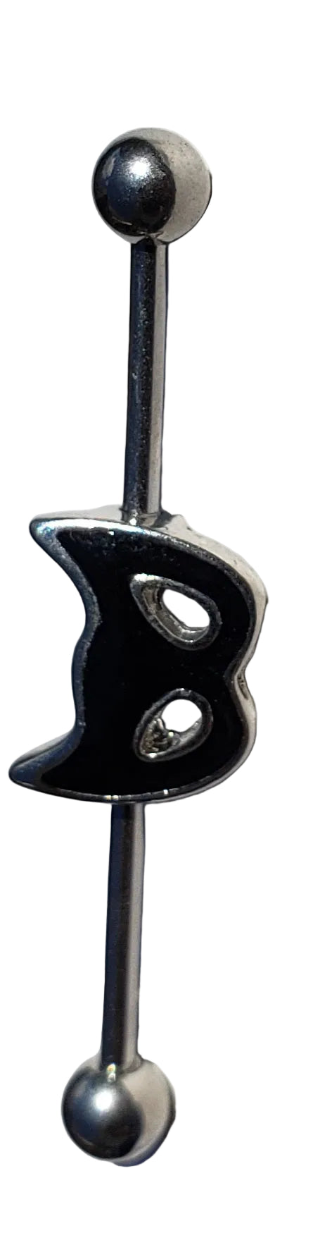 Cat Burglar Industrial Ear Barbell in 316l stainless steel right facing view