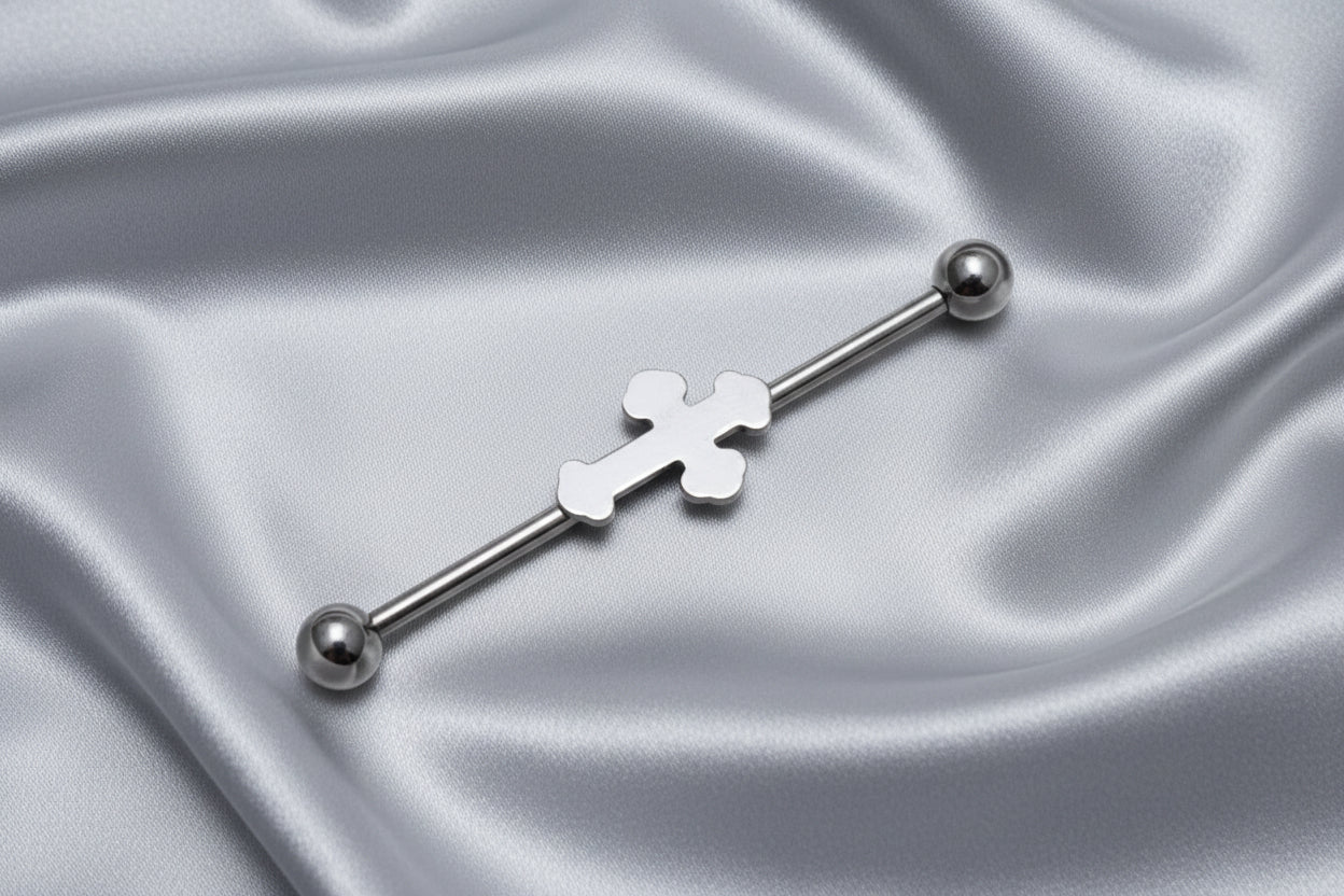 Stainless Steel Cross Industrial Ear Piercing