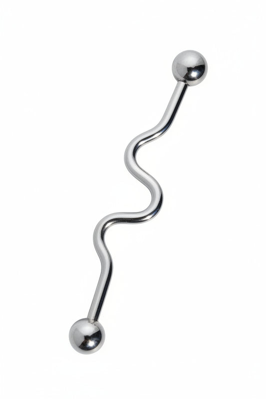 Curvy Industrial Ear Barbell in 316l stainless steel 