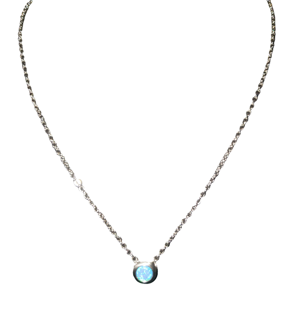 Stainless Steel Chain with Aqua Opal Pendant