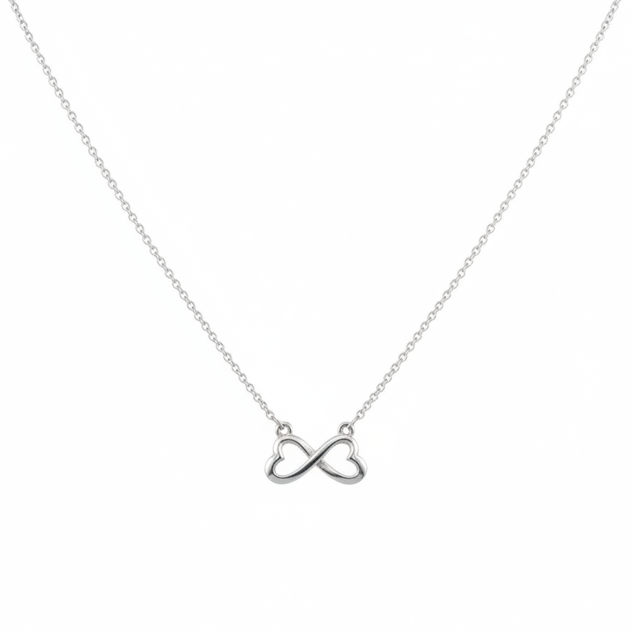 Infinity Hearts Steel Chain Necklace in 316l stainless steel.