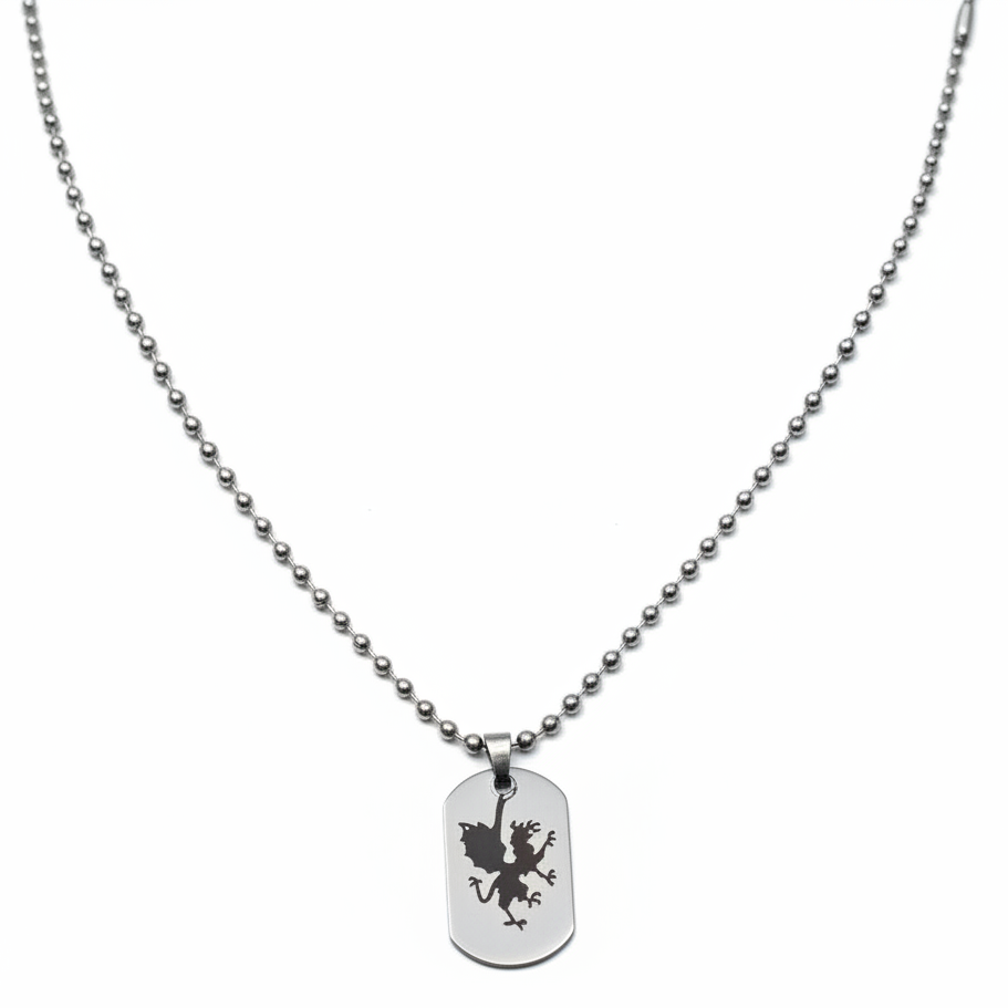 Griffin Dog Tag Steel Chain Necklace in 316l stainless steel.