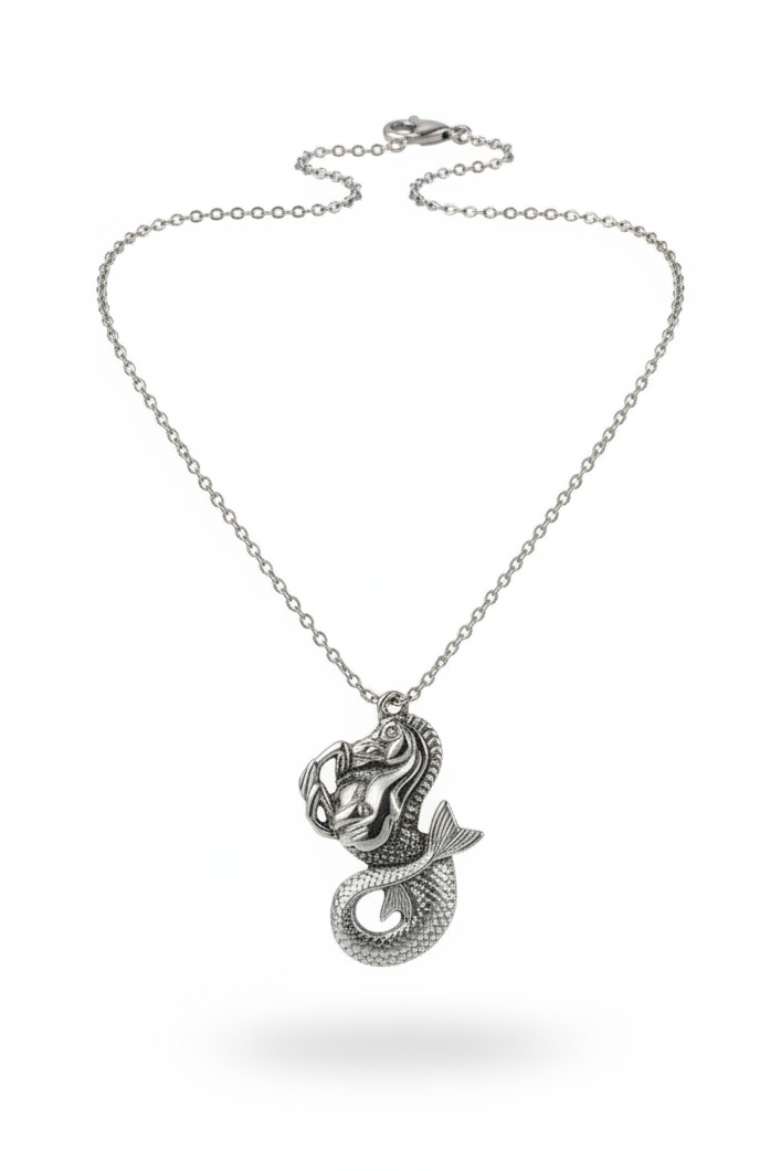 Hippocampus Steel Chain Necklace in 316l stainless steel.